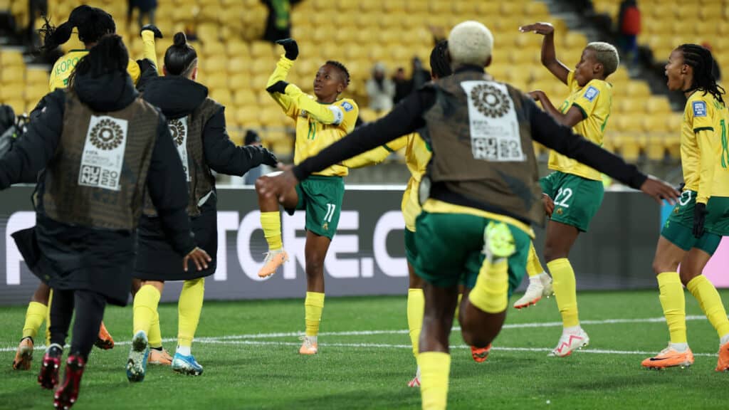 Where to watch DR Congo vs Banyana Banyana match live 2 Banyana Banyana players celebrate qualification status