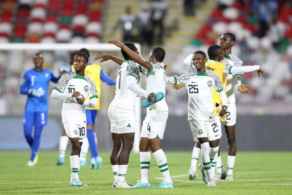 Nigeria Under 17 football team fixtures and results - 2023 1 nigeria under 17 side celebrate CAF Nations Cup quarter final qualification