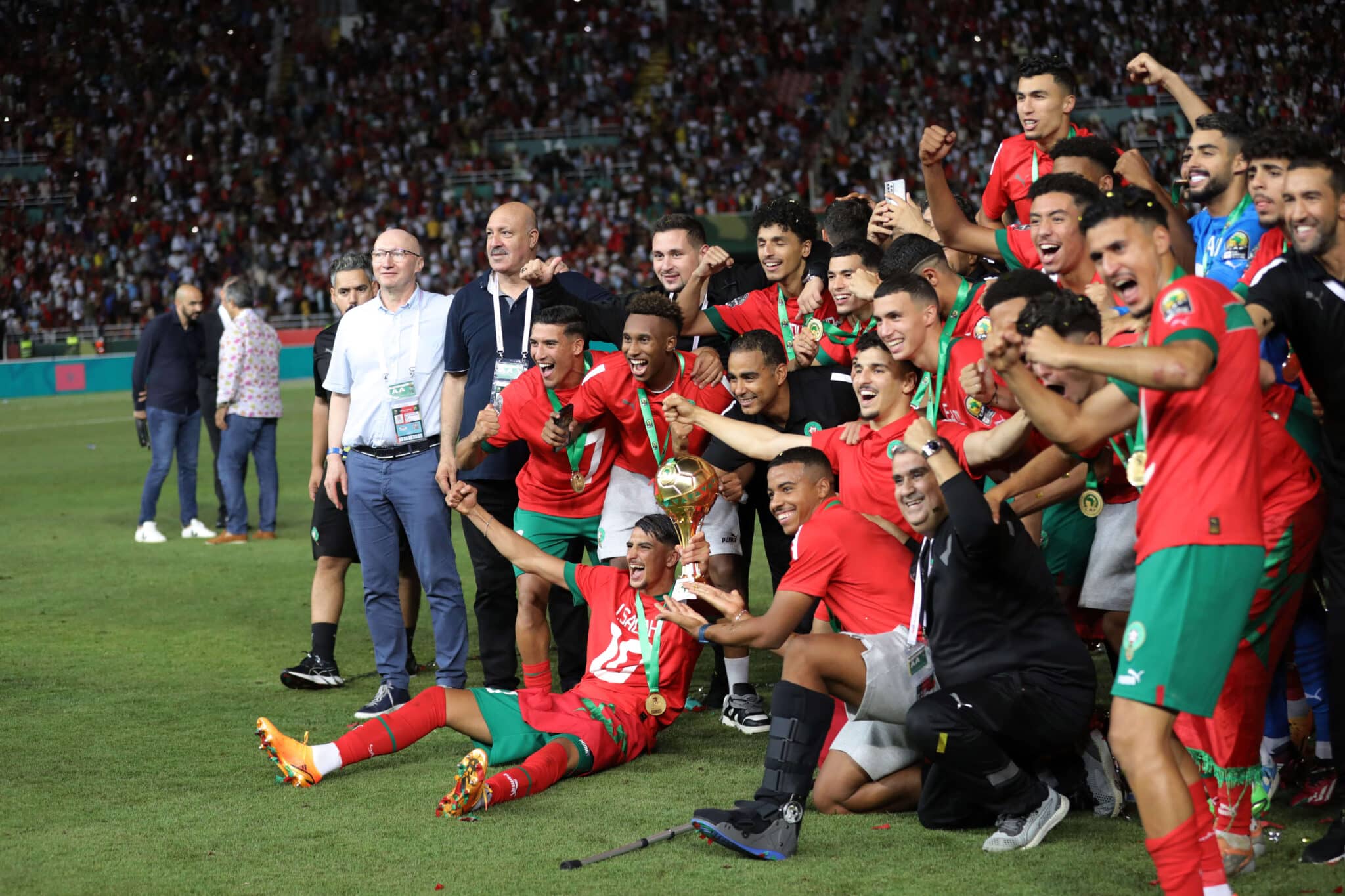 Morocco vs Egypt review: Atlas Lions claim first U23 AFCON title 1 Morocco players celebrate trophy during the 2023 U23 Africa Cup of Nations final match between Morocco v Egypt held at Prince Moulay Abdallah Stadium in Rabat, Morocco on 08 July 2023 Ladjal Djafaar/Sports Inc - Photo by Icon sport