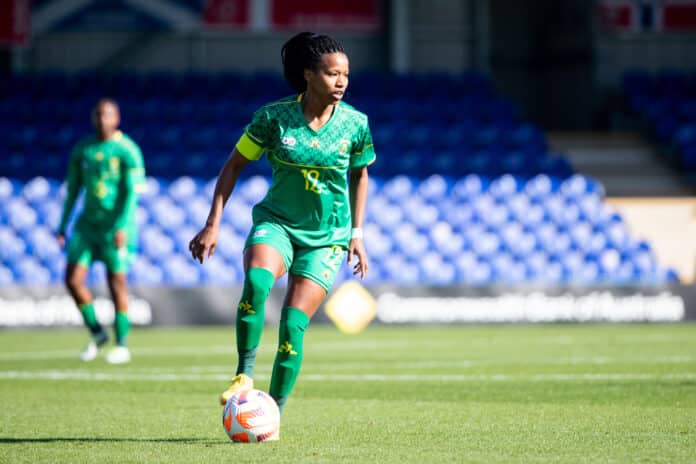 Jermaine Seoposenwe - Stats, Husband, Salary, Net Worth Jermaine Seoposenwe in action for Banyana Banyana