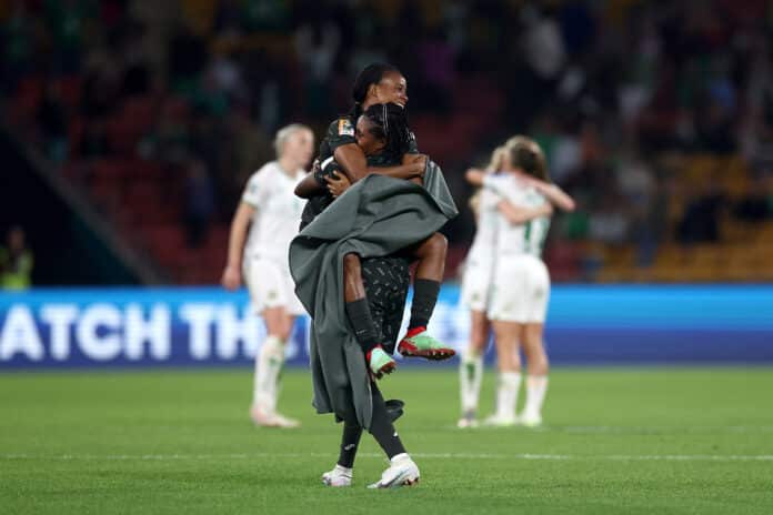₦46m EACH - Super Falcons squad bonus for making Round of 16 Super Falcons squad players in warm embrace