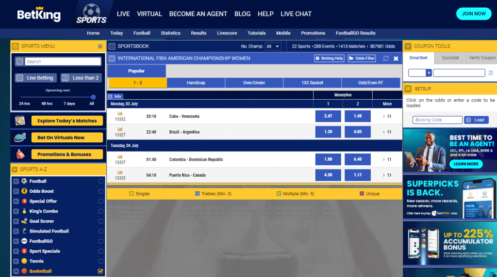betking basketball betting Best betting sites in Nigeria